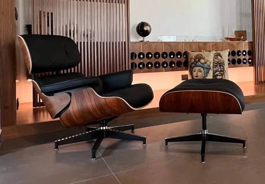 Tweedekans Lounge Chair Zwart Palissander XL en Ottoman, Moins de 75 cm, Enlèvement ou Envoi, Comme neuf, 50 à 75 cm