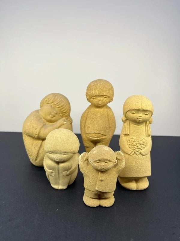 5 figurines Vintage Stone Art, aspect céramique/pierre rétro, Enlèvement ou Envoi, Utilisé, Humain