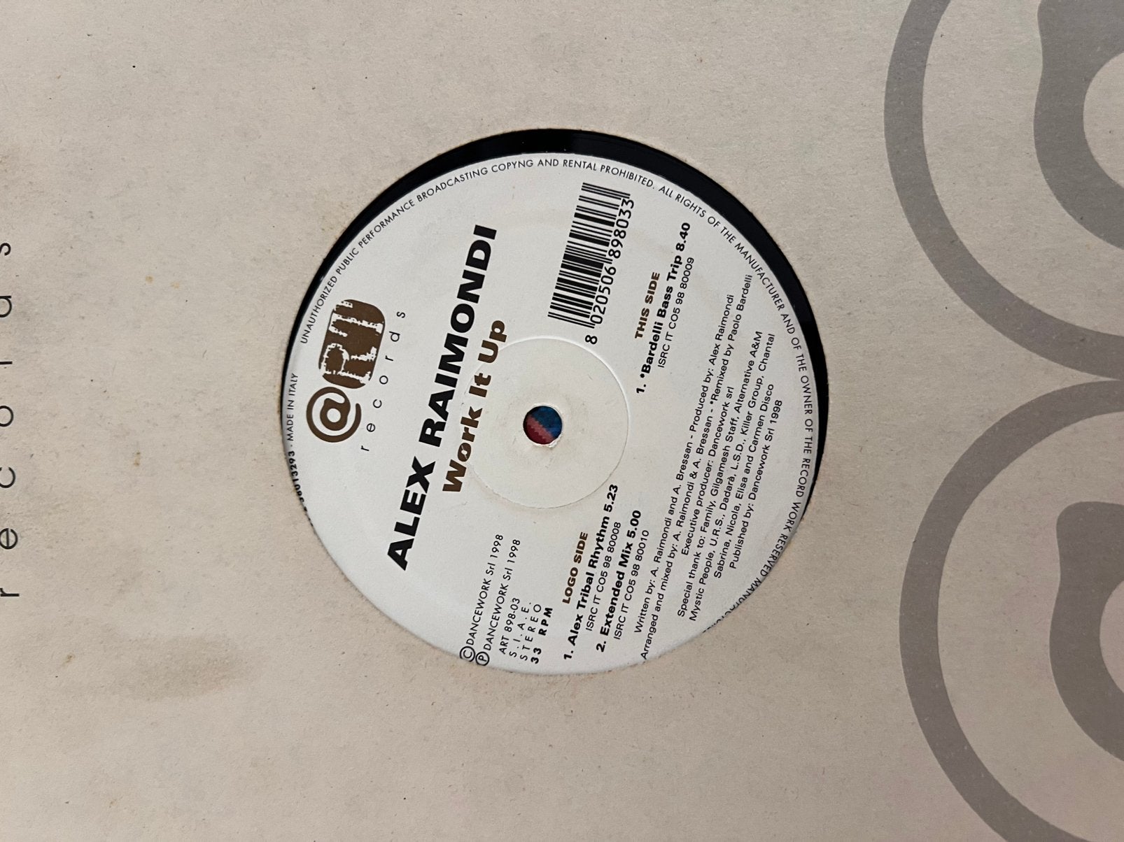 Alex raimondi - work it up, Enlèvement ou Envoi, House