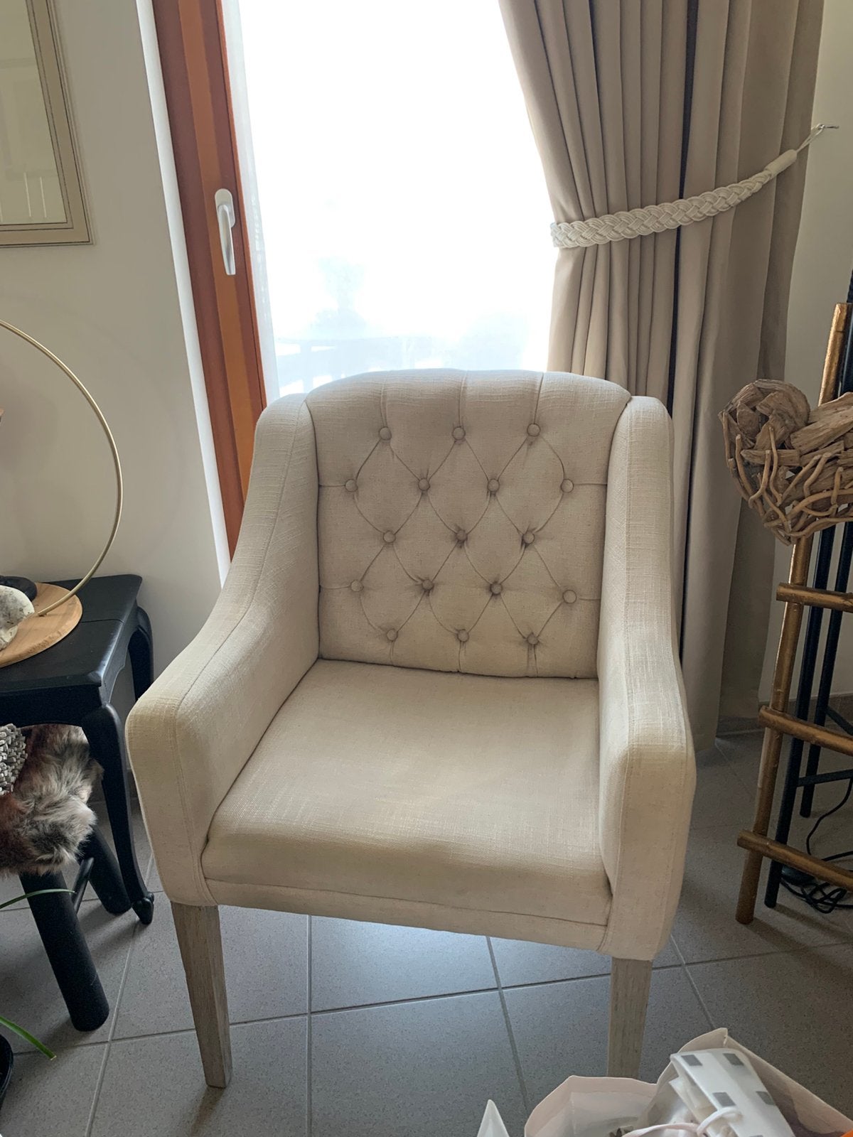 Bijzet zetel beige, Maison & Meubles, Canapés | Sofas & Chaises Longues, Enlèvement, Comme neuf, Tissus, Landelijk