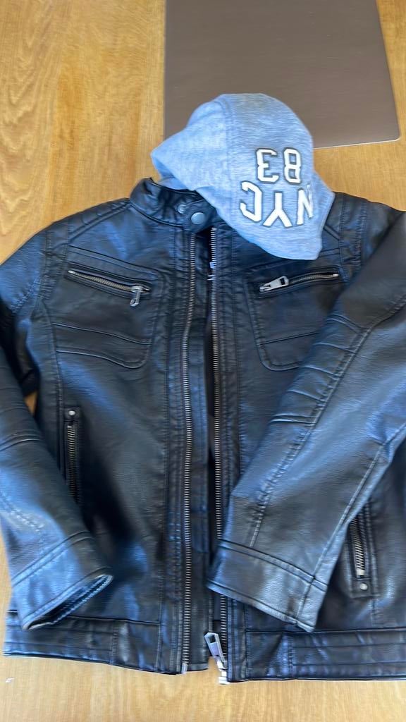 Lederen jas, Enfants & Bébés, Vêtements enfant | Taille 152, Enlèvement, Comme neuf, Manteau