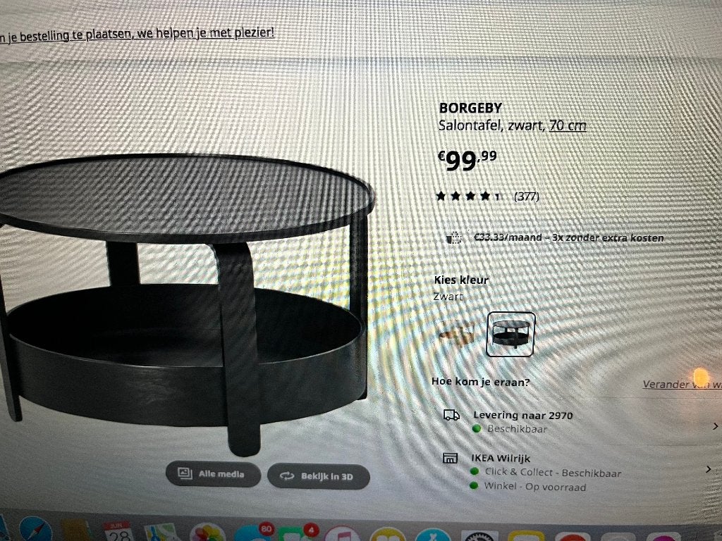 zwart salontafel rond, Huis en Inrichting, Tafels | Salontafels, Ophalen, Overige materialen, 50 tot 100 cm, Rond