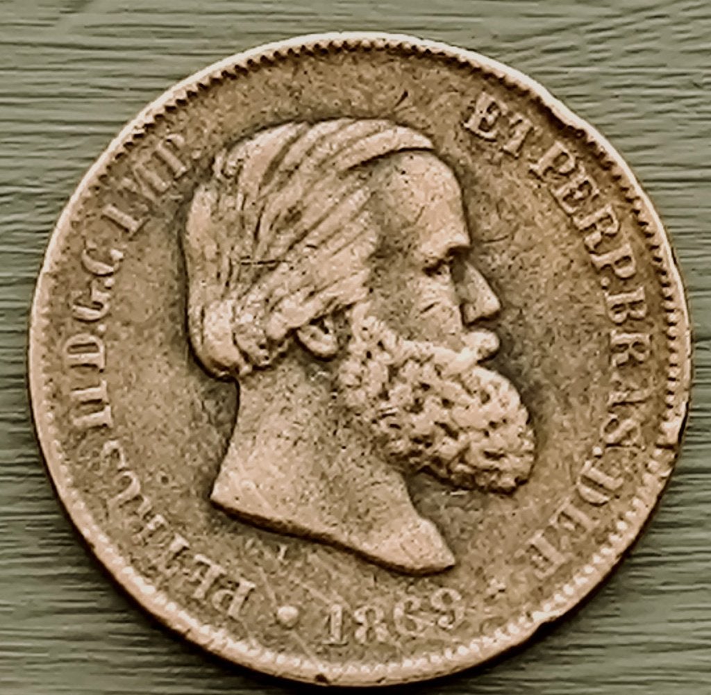 munt Brazilie 10 reis 1869 Rs., Postzegels en Munten, Ophalen of Verzenden