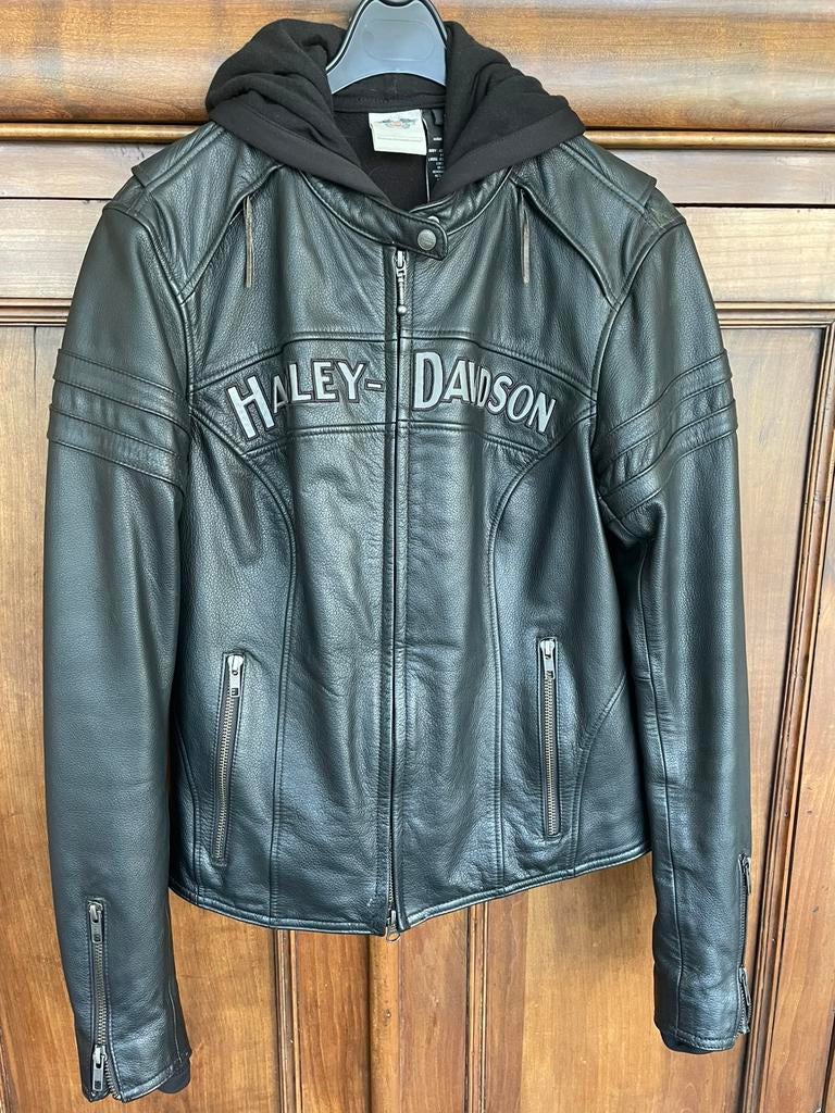 Harley Davidson leren motorvest met uitneembare fleecevest, Ophalen