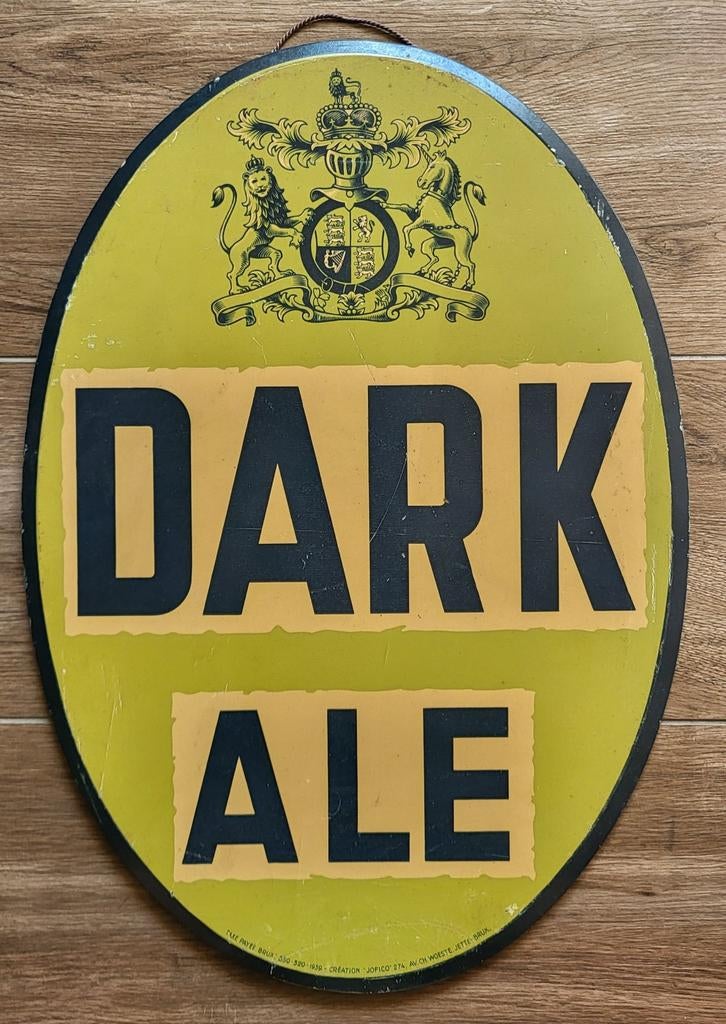 Panneau publicitaire en étain Dark Ale., Collections, Enlèvement ou Envoi