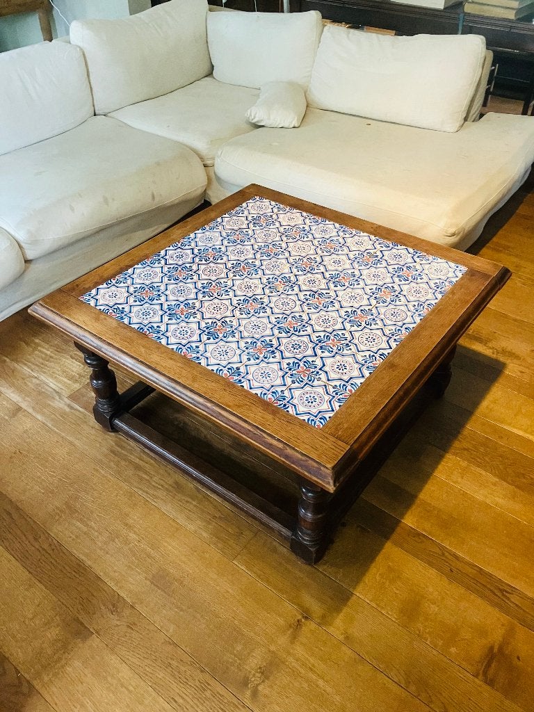 Antieke houten salontafel, Ophalen, Gebruikt, Vierkant