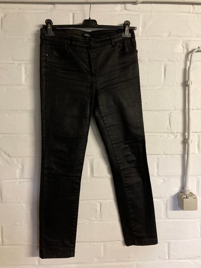 Zwarte lange broek met een beetje glans, Caroll, maat 40, Taille 38/40 (M), Enlèvement ou Envoi, Caroll, Comme neuf