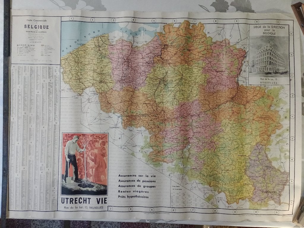 Oude Belgische kaart 70x100 - Utrecht Life 1930, Ophalen of Verzenden, België, Overige typen
