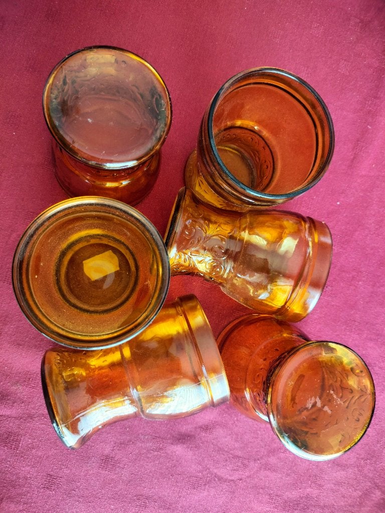 6 bruine glazen drink water moederdag mama communie feest, Ophalen of Verzenden, Zo goed als nieuw