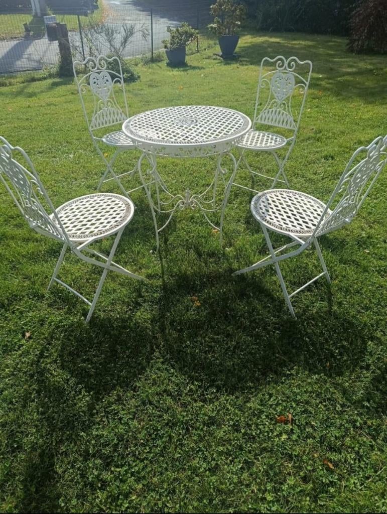 TRES BELLE ENSEMBLE EN FER FORGE, Jardin & Terrasse, Ensembles de jardin, Enlèvement, Utilisé