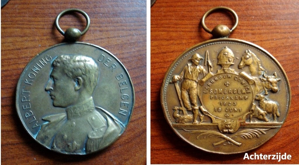 Medaille Landbouwprijskamp Zomergem 1923, Postzegels en Munten, Penningen en Medailles, Verzenden, Brons