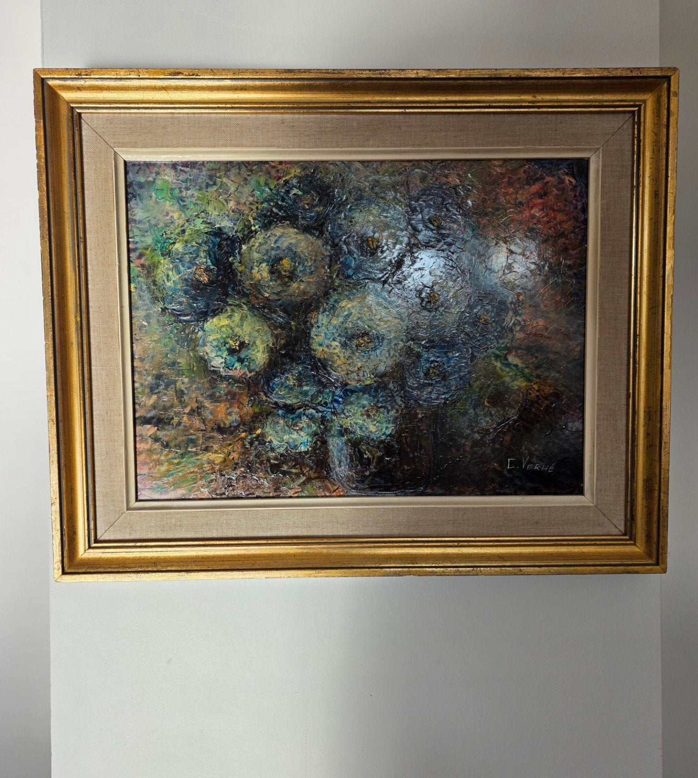 Peinture à l'huile sur panneau - Etienne Verhé (Gand, 1918-1, Antiquités & Art, Enlèvement ou Envoi, Peinture à l'huile, Panneau