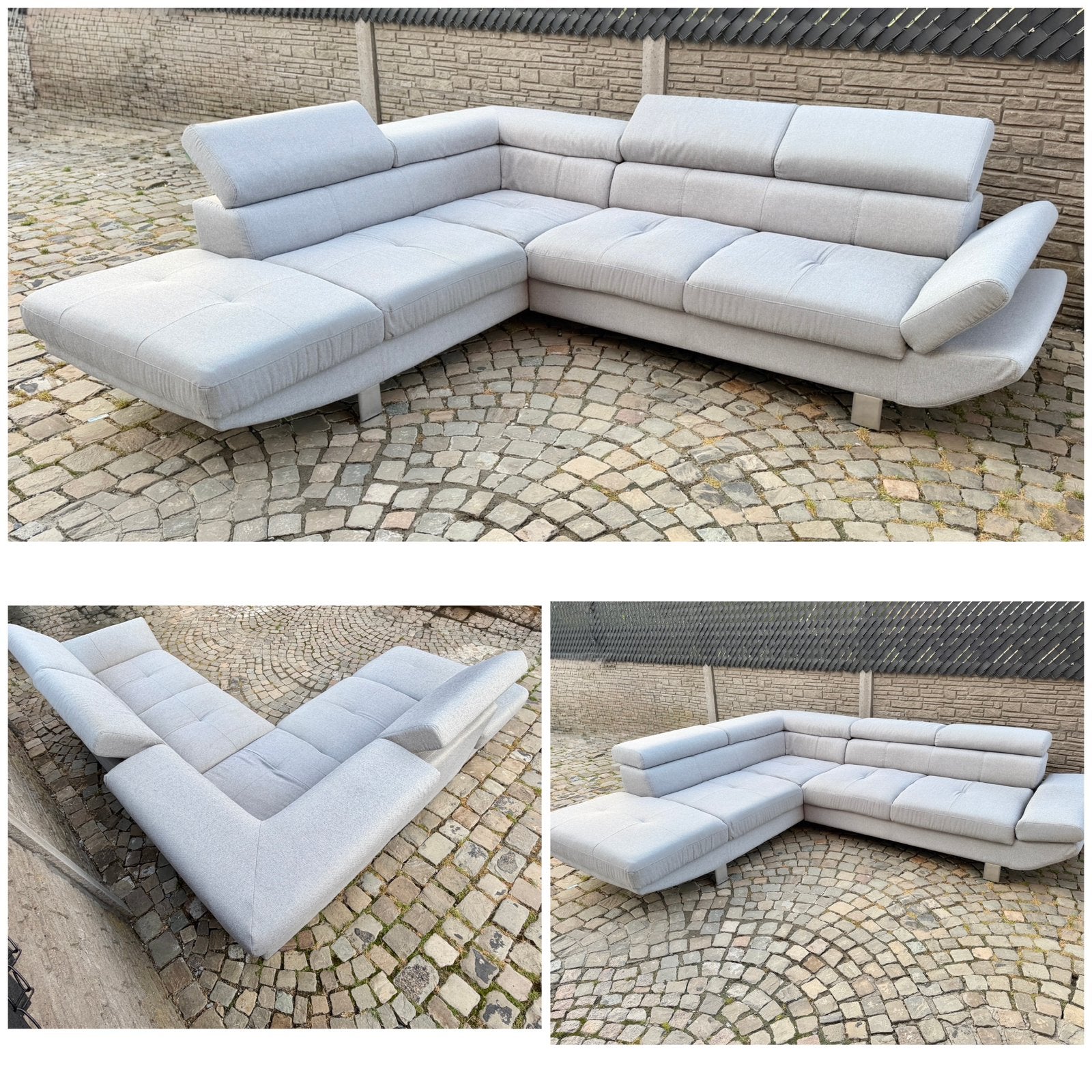canapé d’angle  en tissu gris clair, Maison & Meubles, Canapés | Salons, Enlèvement, Utilisé