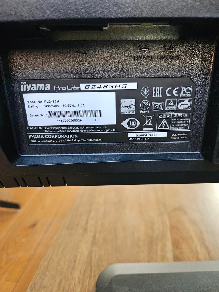 Écran moniteur Iiyama 24'', Informatique & Logiciels, Moniteurs, Enlèvement, HD, Réglable en hauteur