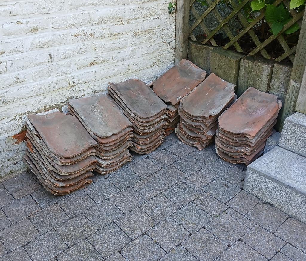 Lot anciennes tuiles creuses en terre cuite, Ophalen, Overige materialen, Gebruikt, Minder dan 5 m²