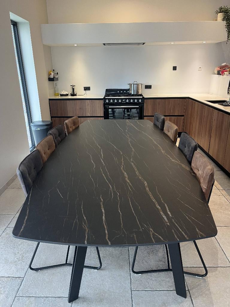 Table salle à manger 300 cm – céramique aspect marbre, Maison & Meubles, Cinq personnes ou plus, Comme neuf, Enlèvement, Modern