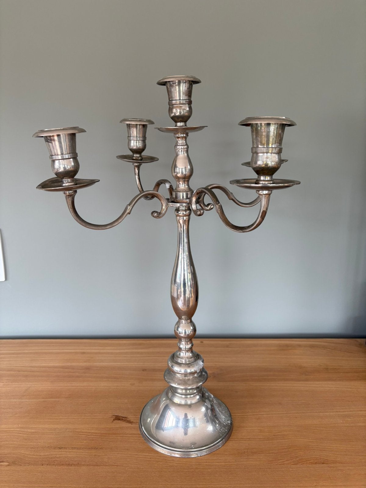 Chandelier argenté 5 bougies, Antiek en Kunst, Antiek | Kandelaars, Ophalen, Zilver