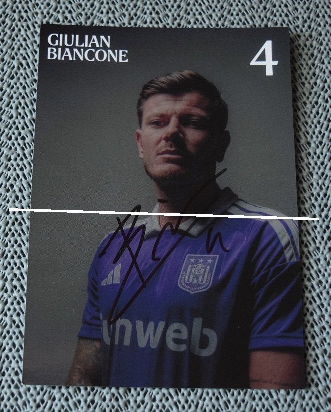 RSC Anderlecht / Gehandtekende foto Giulian Biancone, Verzamelen, Verzenden, Nieuw, Spelerskaart