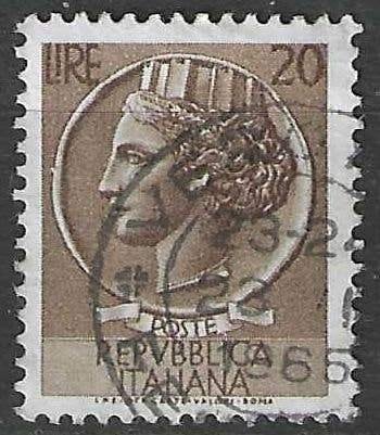 Italie 1953/1954 - Yvert 651 - Munt van Syracus - 20 l. (ST), Verzenden, Gestempeld