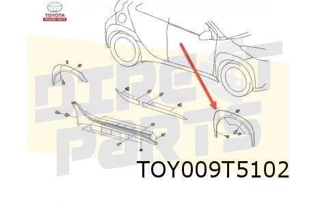 Toyota Aygo X 12/25- (B70) wielkuiplijst Rechts (zwart) Orig, Autos : Pièces & Accessoires, Neuf, -, Toyota, -