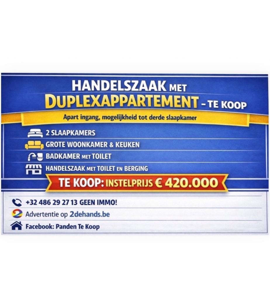 Handelszaak met Duplexappartement  Te Koop, Immo, Huizen en Appartementen te koop, Gent