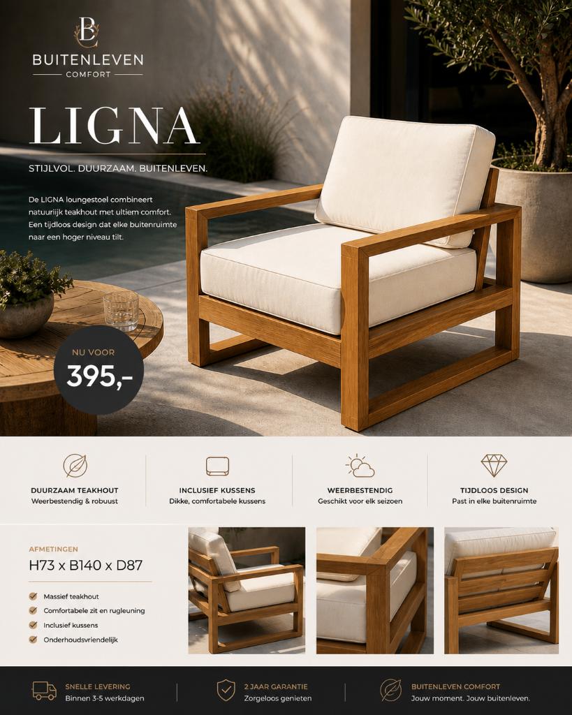 lounge Ligna, Teakhout, Nieuw, Loungeset, Stoel