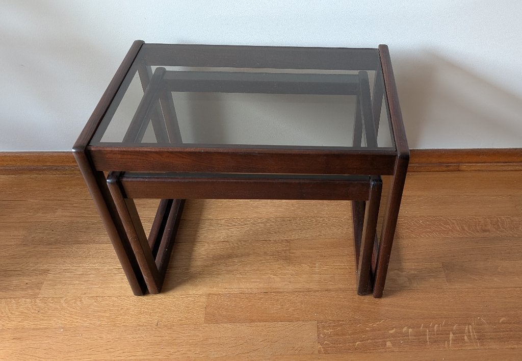 Tables gigognes vintage, Moins de 55 cm, Comme neuf, Verre, Enlèvement