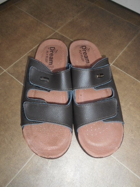 Nieuwe leder slippers - Dream Flyflot / Maat 43, Kleding | Heren, Schoenen, Slippers, Dream FlyFlot, Bruin, Nieuw