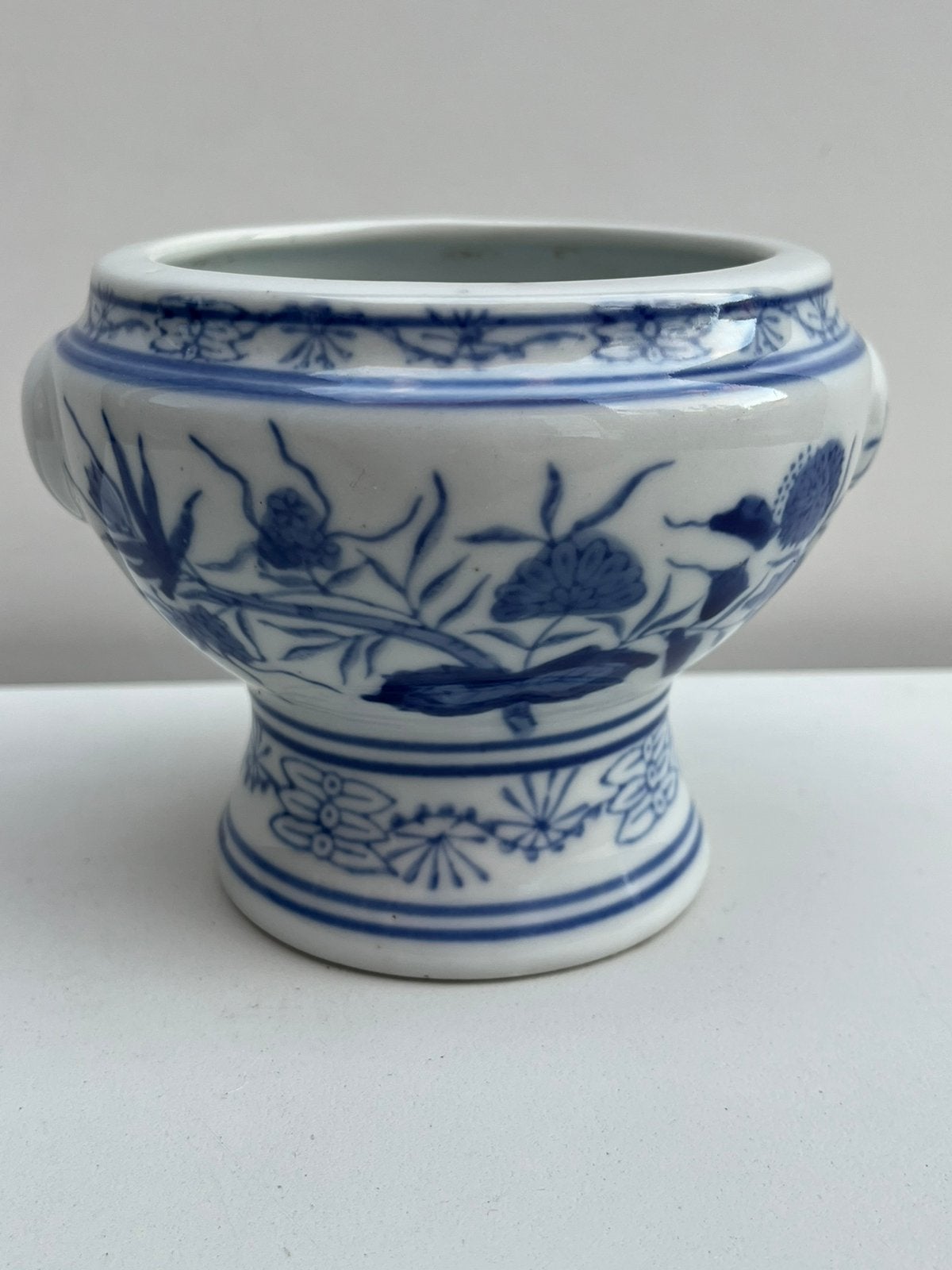 Chinees Blauw Wit Wierookbrander 10cm Lotus Porselein, Antiek en Kunst, Ophalen of Verzenden