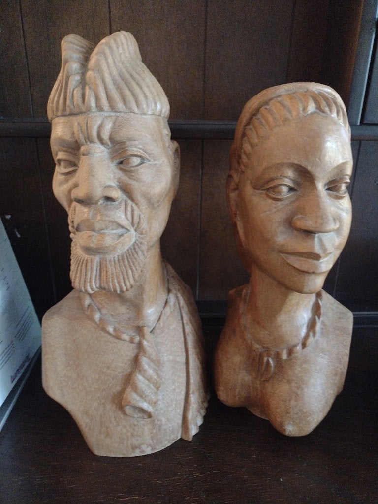 2 statues en bois (Afrique), Antiquités & Art, Art | Sculptures & Bois, Afrique, Bois, Brun, Enlèvement