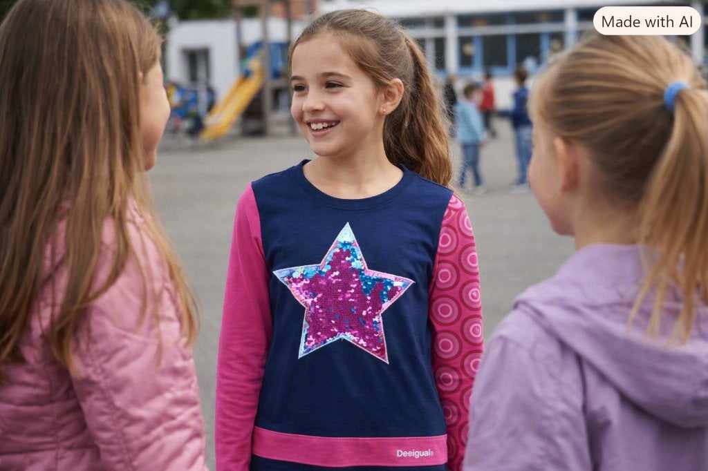 L11. T‑shirt manches longues Desigual Fille 13/14 ans, Desigual, Enlèvement ou Envoi, Chemise ou À manches longues, Comme neuf
