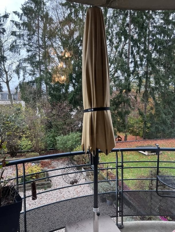 Set Parasol twist angle (3m) + protection hiver + pied, Jardin & Terrasse, Enlèvement, Comme neuf