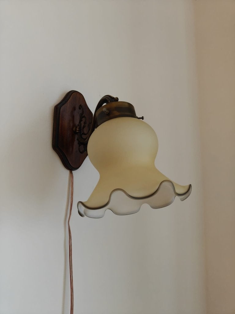 Vintage wandlamp, Ophalen, Gebruikt, Hout