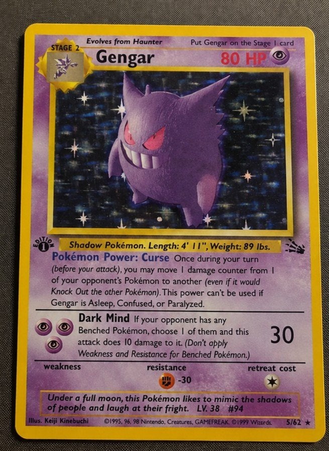 Fossile de première édition de Gengar, Enlèvement ou Envoi, Comme neuf, Cartes en vrac, Foil