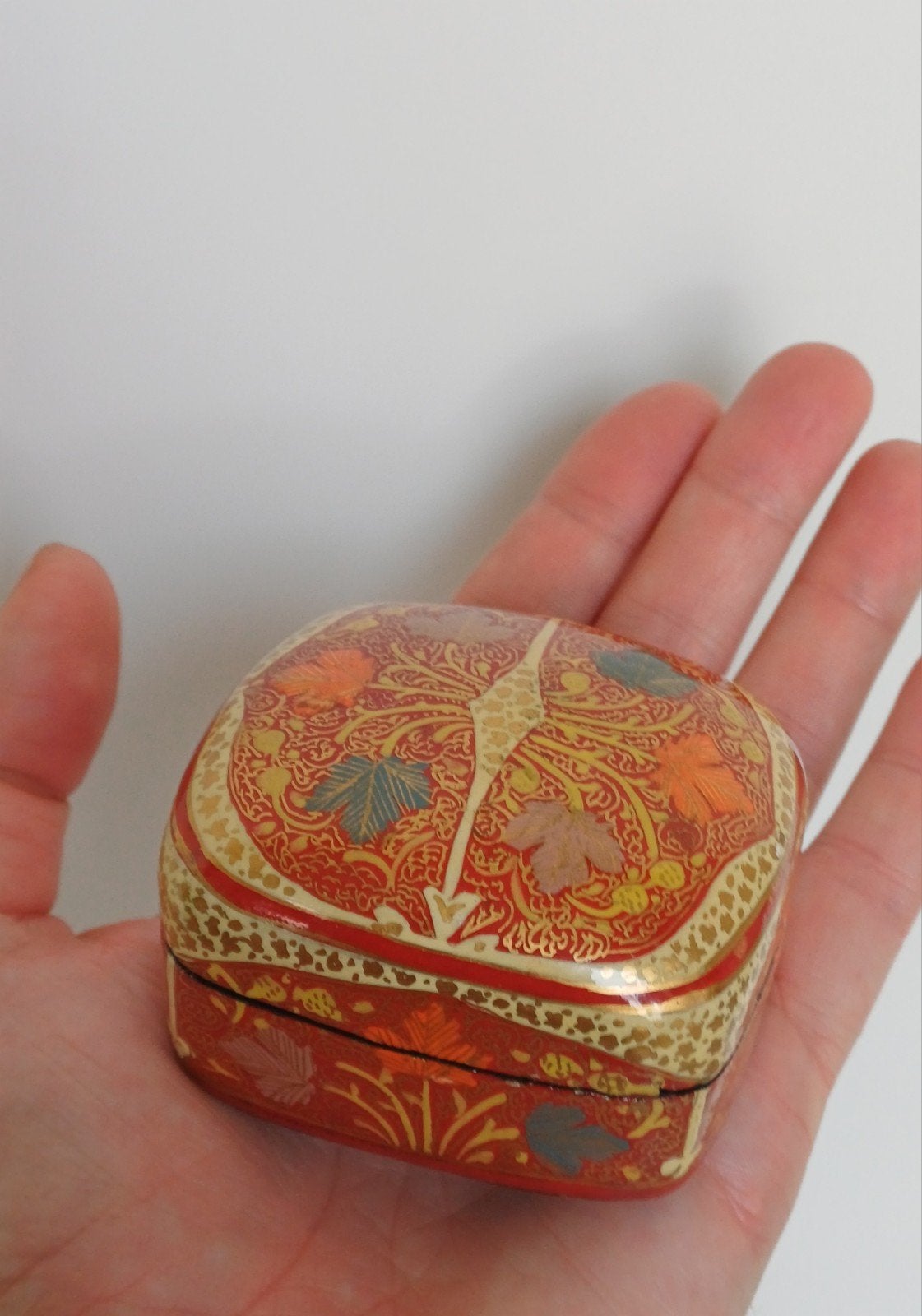 Oud papier-maché doosje, Ophalen of Verzenden