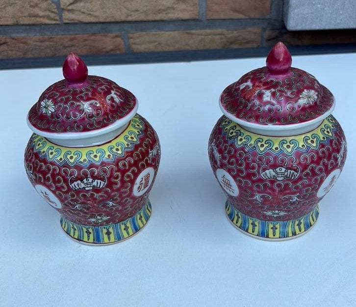 Porseleinen Gemberpotten Longevity Wan Shou Wu Jiang 14cm, Antiek en Kunst, Antiek | Keramiek en Aardewerk, Ophalen of Verzenden