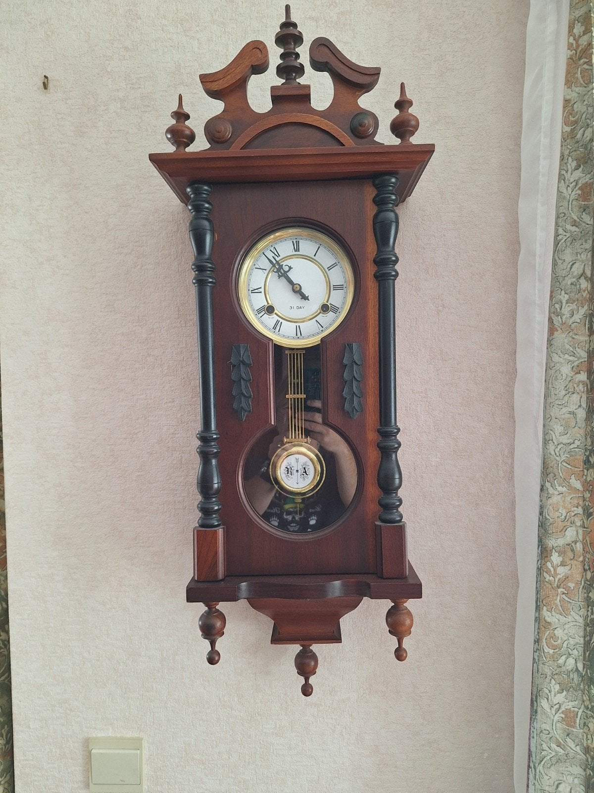 Horloge murale vintage en bois avec régulateur - Montre 31 j, Antiquités & Art, Antiquités | Horloges, Enlèvement