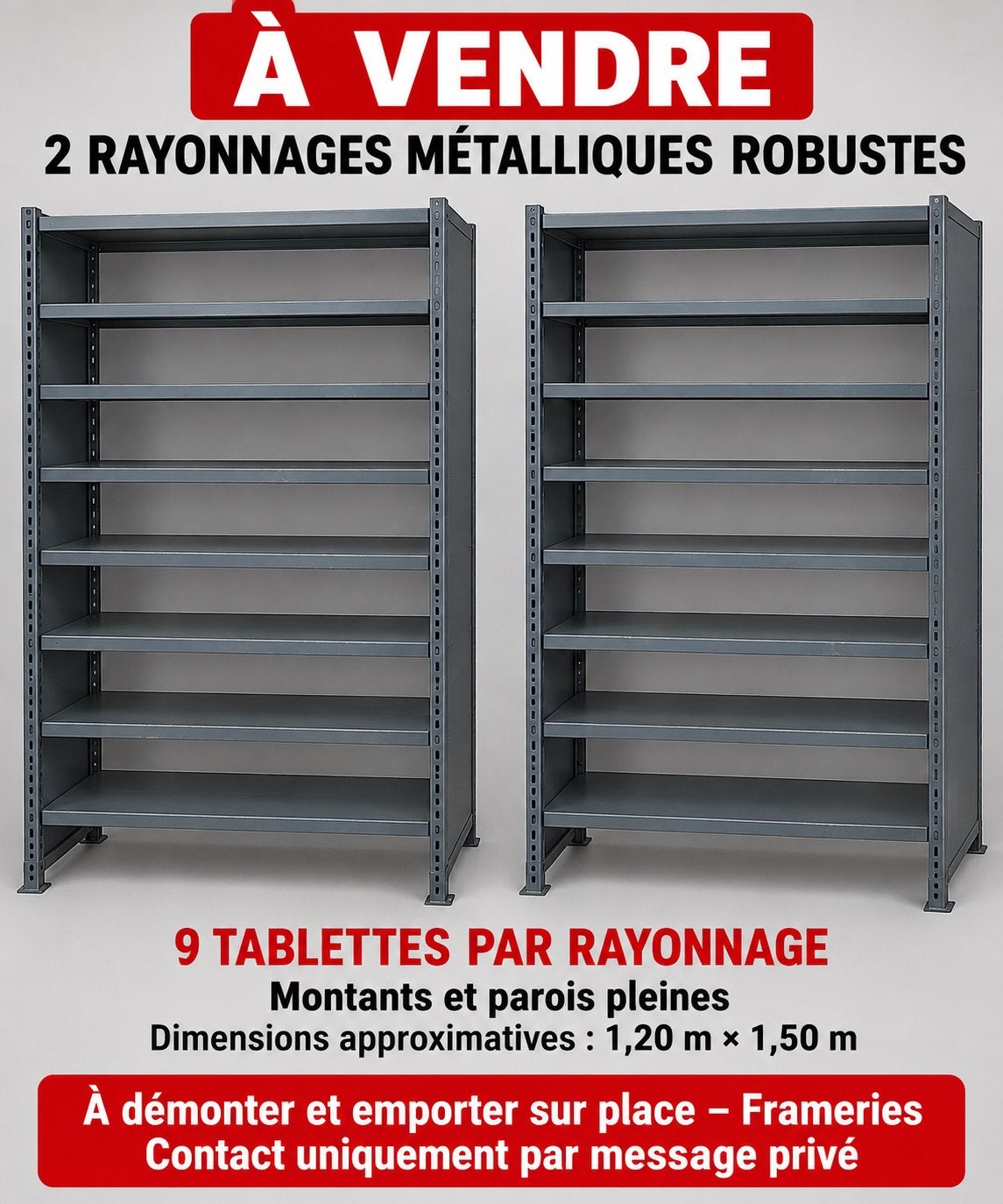 Rayonnage professionnel, Articles professionnels, Enlèvement