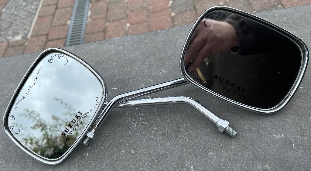 Suzuki GS retro/oldtimer spiegels, spiegelglas is 100% OK, Ophalen, Gebruikt