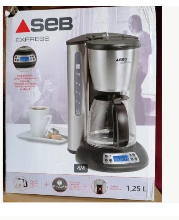 SEB Express CM425D31 Cafetière 15 tasses, 1 à 2 litres, Enlèvement, Neuf, Inox