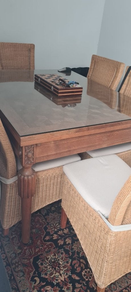Eettafel met 6 stoelen – uitschuifbare tafel, Enlèvement, Utilisé, Modern en praktisch, 4 à 6 chaises