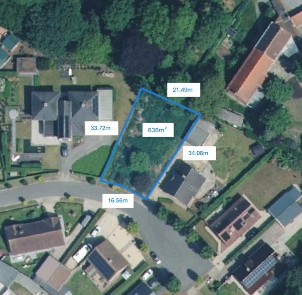 Bouwgrond 636m² - open bebouwing - doodlopende straat, Immo, Maria-Aalter, Verkoop zonder makelaar, 500 tot 1000 m²