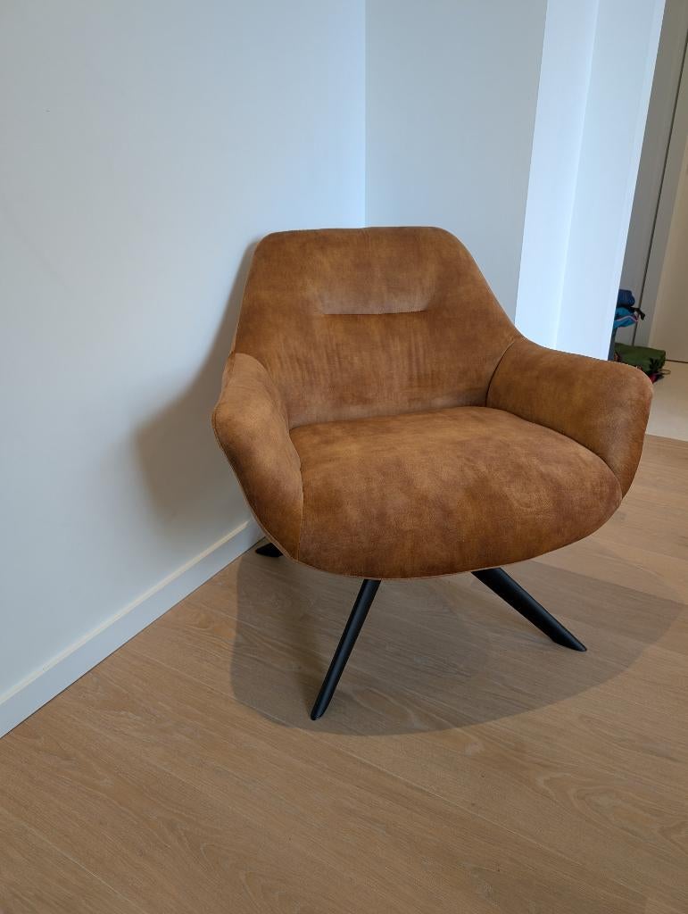 Fauteuil Las Velours Velvet Cognac, Huis en Inrichting, Fauteuils, Ophalen, Nieuw