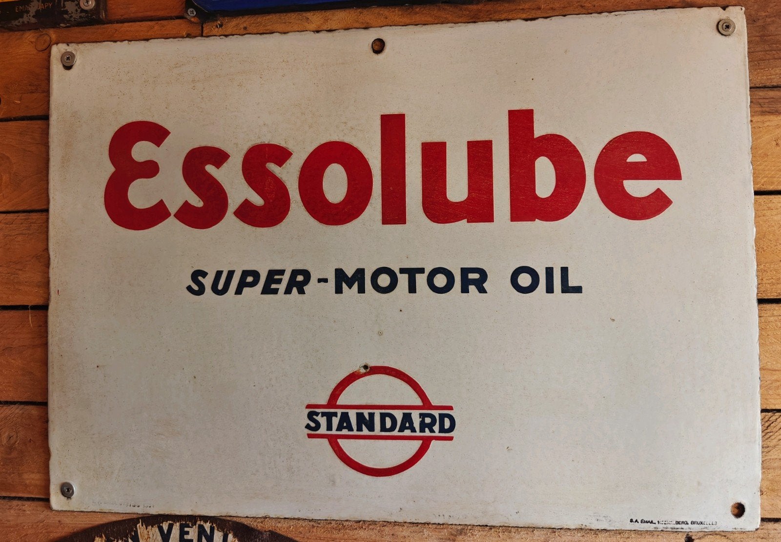Essolube dubbelzijdig emaille bord 1934 70x49cm, Enlèvement