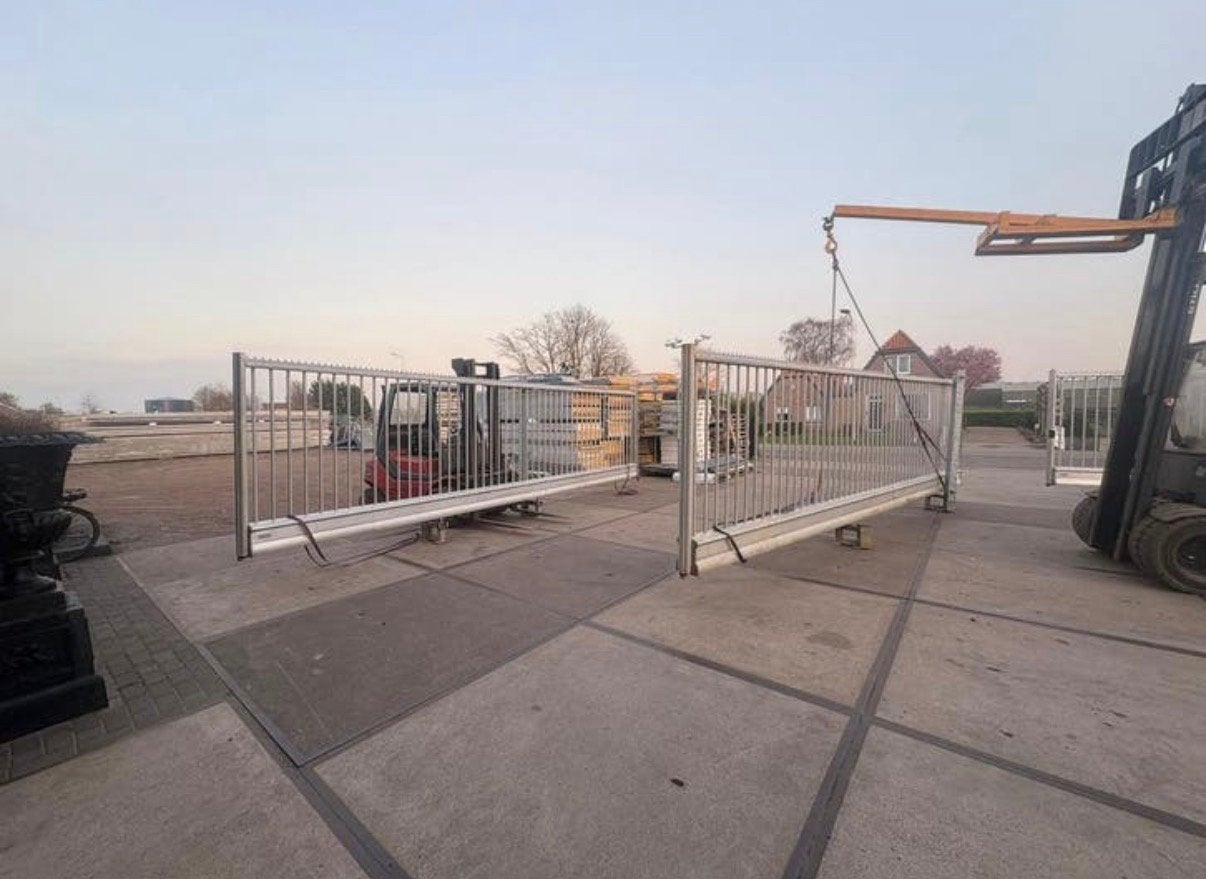 Dubbele handbediende aluminium schuifpoort schuifhek hekwerk, Ophalen