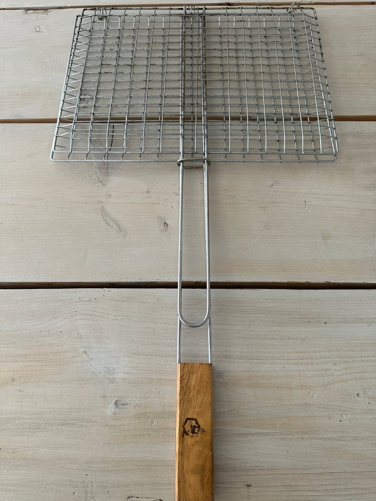 BBQ Klemrooster / Visklem met Houten Handvat, Tuin en Terras, Ophalen of Verzenden, Zo goed als nieuw
