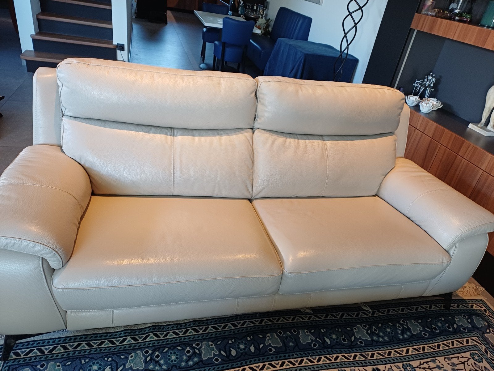 lederen bankstel met lounge stoelen, Huis en Inrichting, Ophalen, Gebruikt, 100 tot 125 cm, Leer