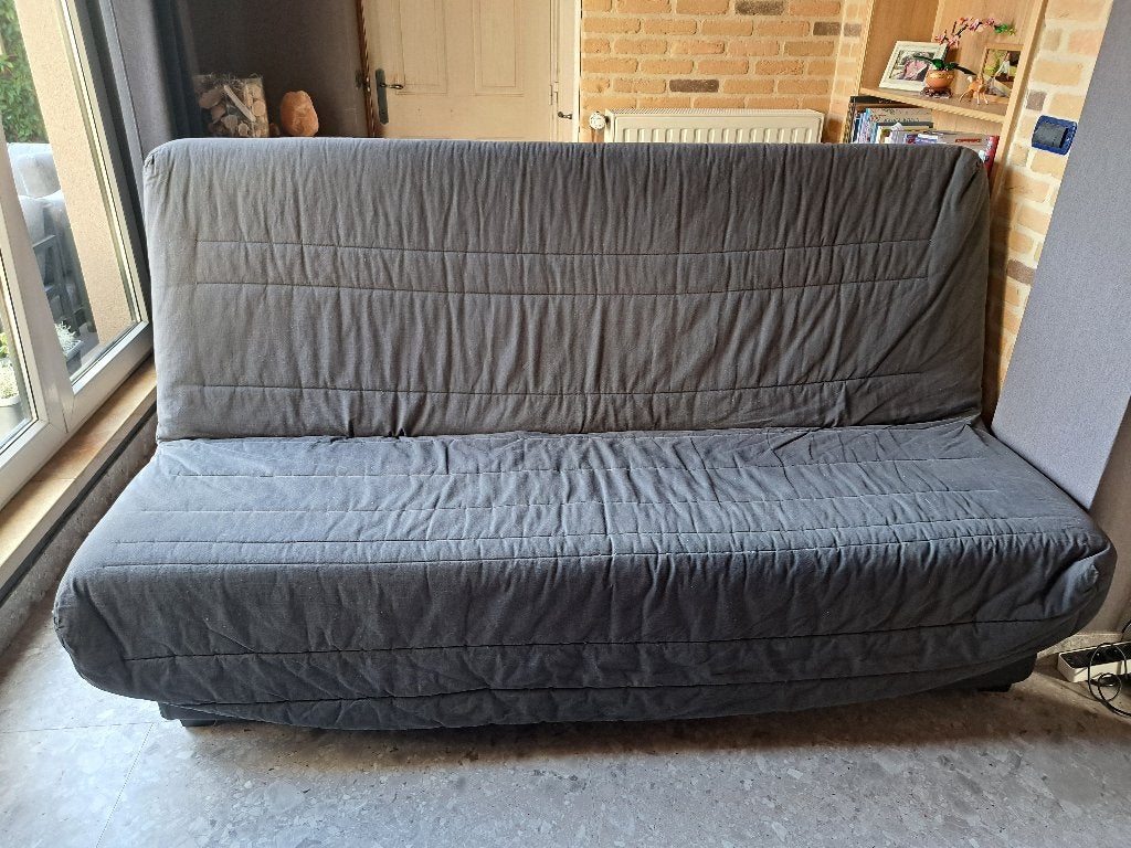 slaapbank, zetelbed, clic-clac, donkergrijs, 2m x 1,4m, zgst, 100 cm, Enlèvement, Utilisé, 200 cm