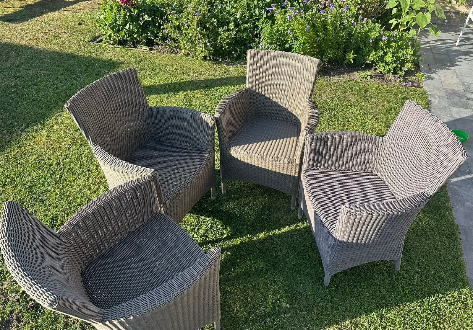 4 taupe tuinstoelen in wicker van het merk Bristol, Chaise, Osier, Salons de jardin, Utilisé