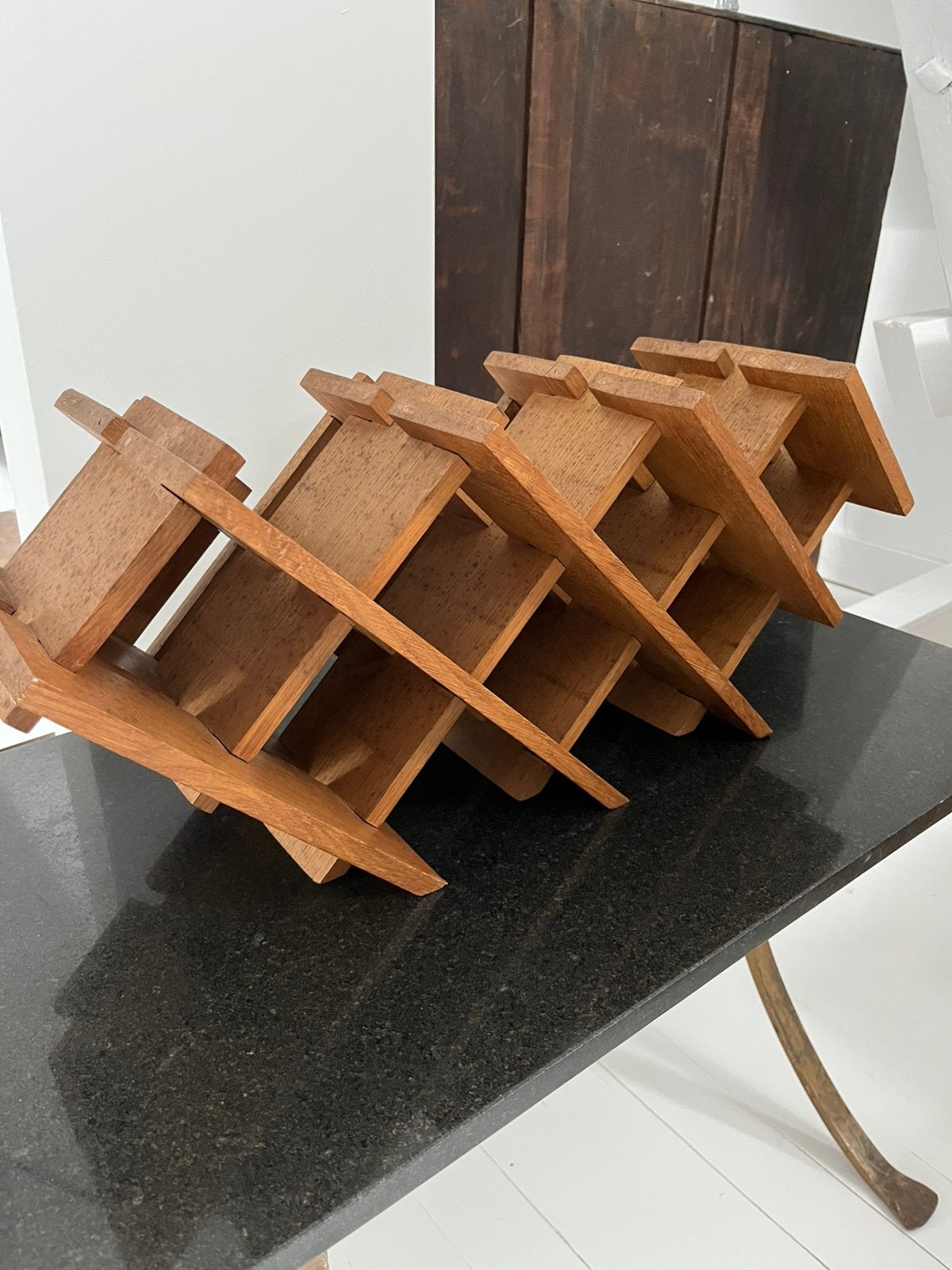 PRACHTIG VINTAGE ZWAAR HOUTEN WIJNREK REK KEUKEN, Enlèvement ou Envoi, Comme neuf, Bois